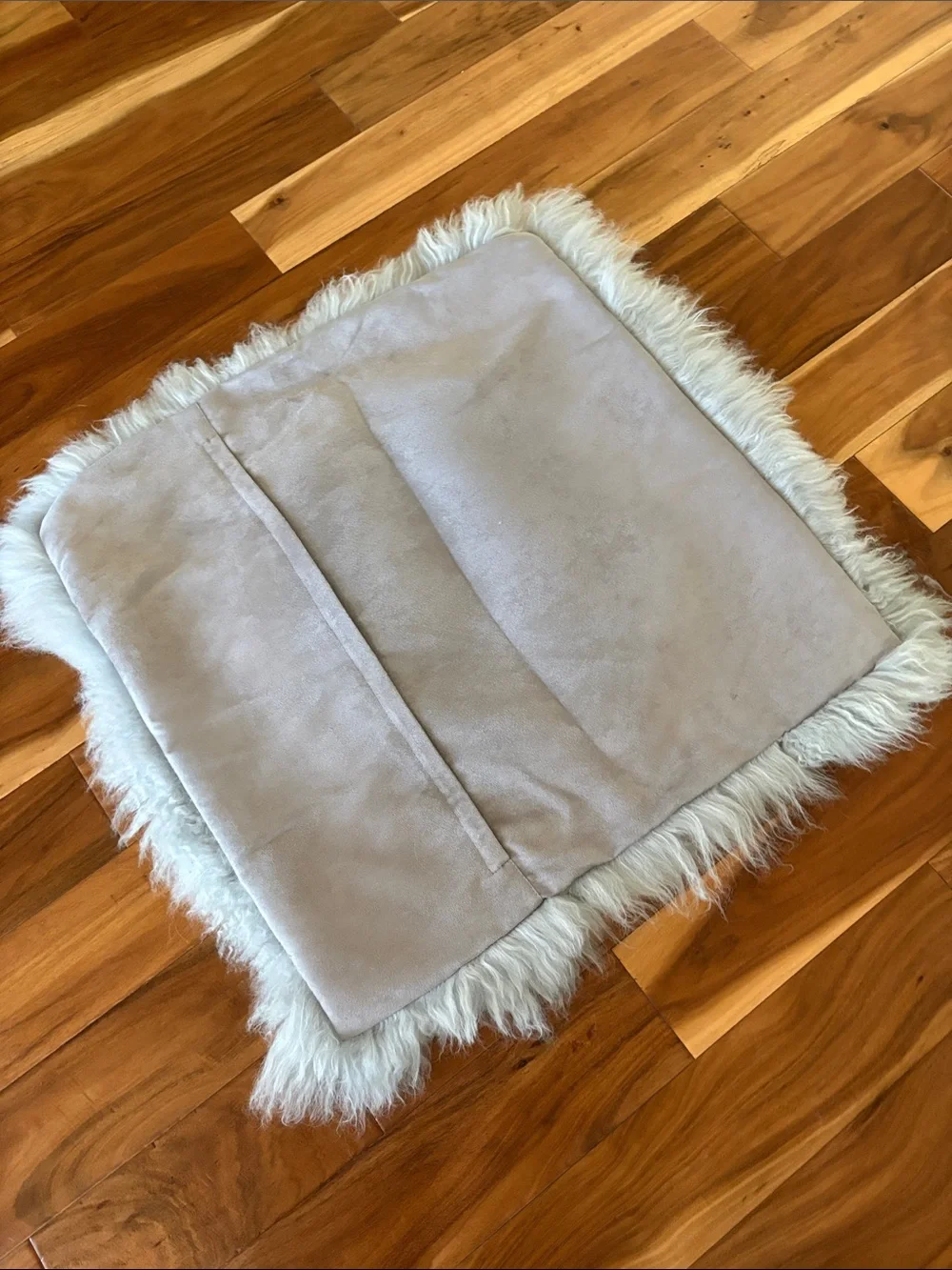 Icelandic Sheepskin Long-Pile 28” Accent Pillow – Soft Gray